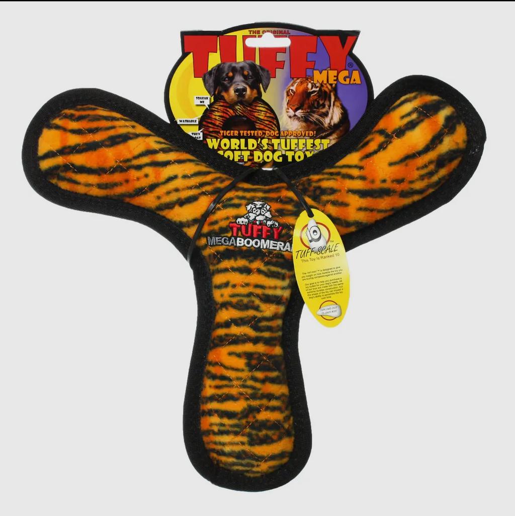 Tuffy Mega Boomerang Tiger, Durable, Tough, Squeaky Dog Toy