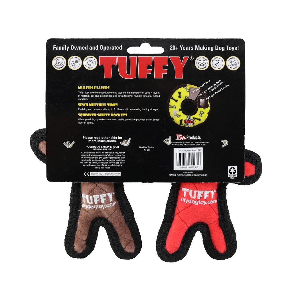 Tuffy Jr Holiday Gingerbread Man & Santa 2 Pack