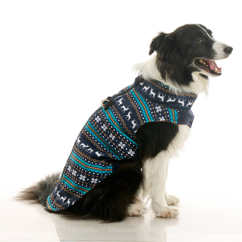 Zip Up Fleece Deer Blue