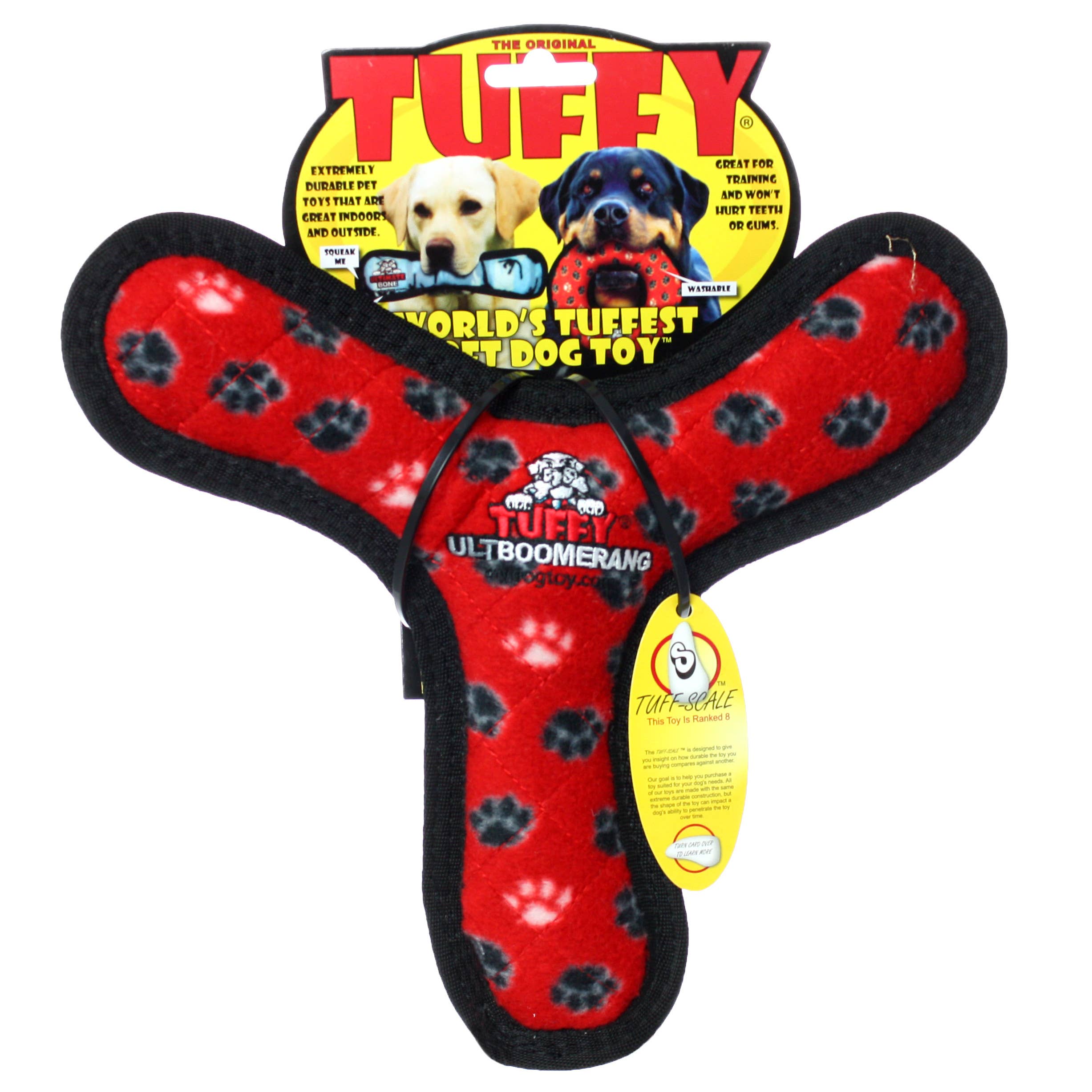 Tuffy Ultimate Boomerang - Red Paw, Squeaky Dog Toy