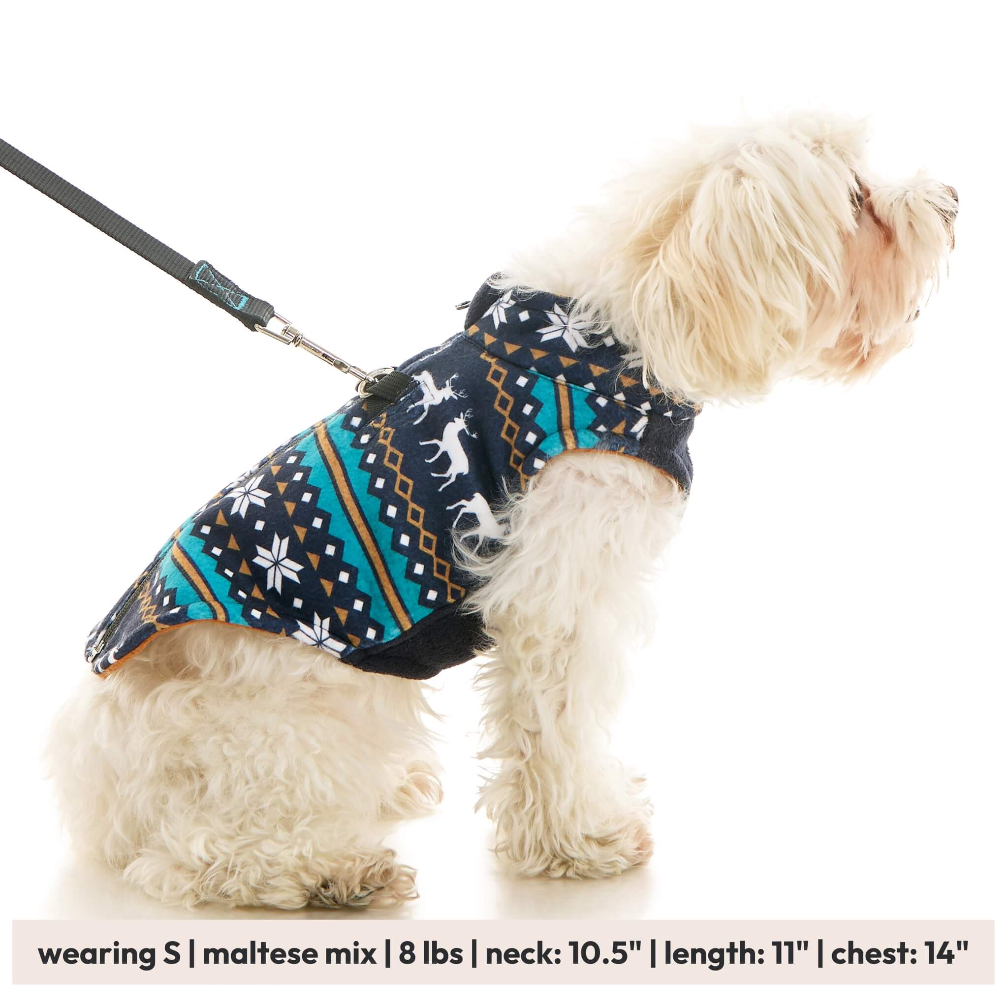 Zip Up Fleece Deer Blue