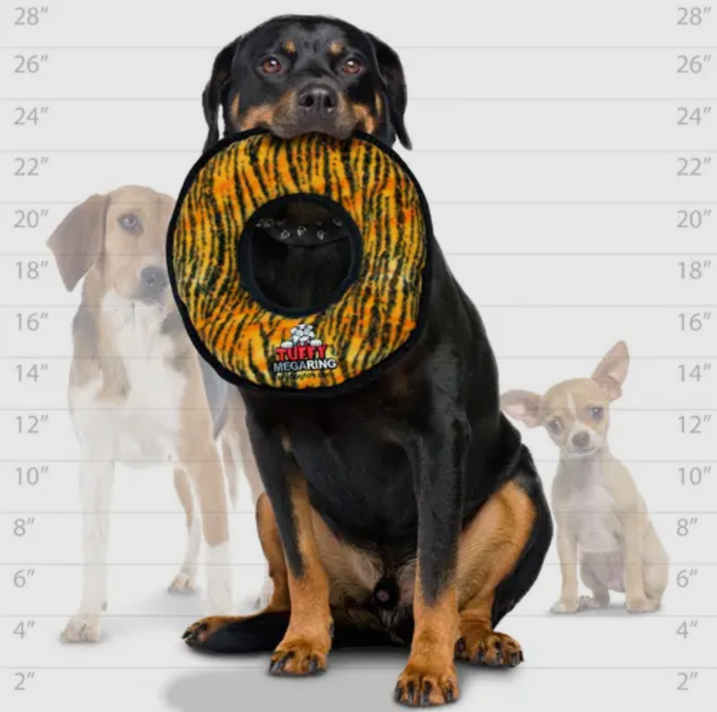 Tuffy Mega Ring Tiger, Durable, Tough, Squeaky Dog Toy
