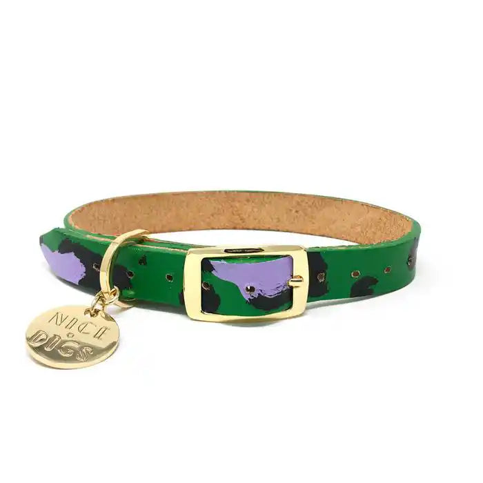 Animal Print Dog Collar - Green