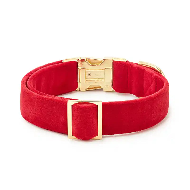 Cranberry Red Velvet Dog Collar