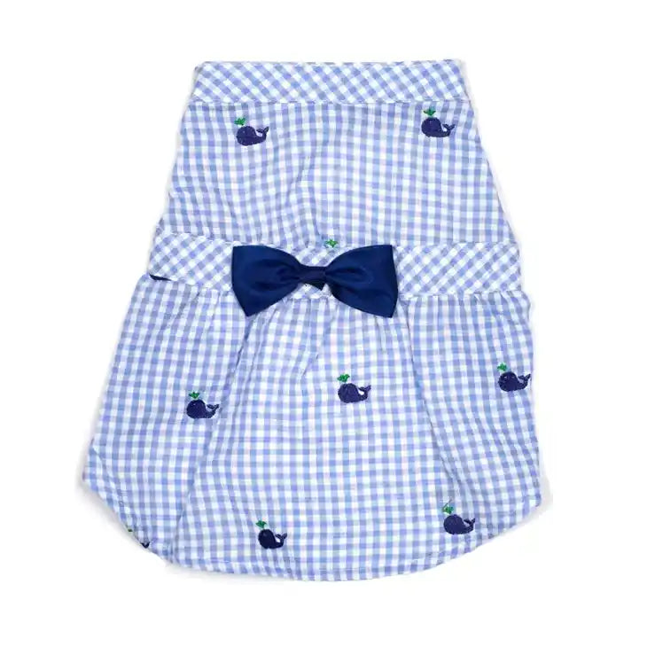 Gingham Whales Dog Dress