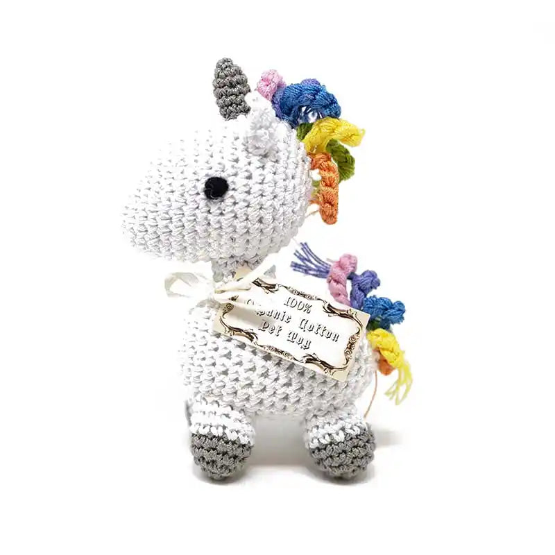 Unicorn Organic Knit Squeaky Small Dog Toy