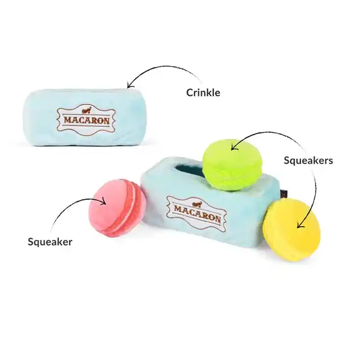 Macaron Plush Hide-and-Seek Dog Toy