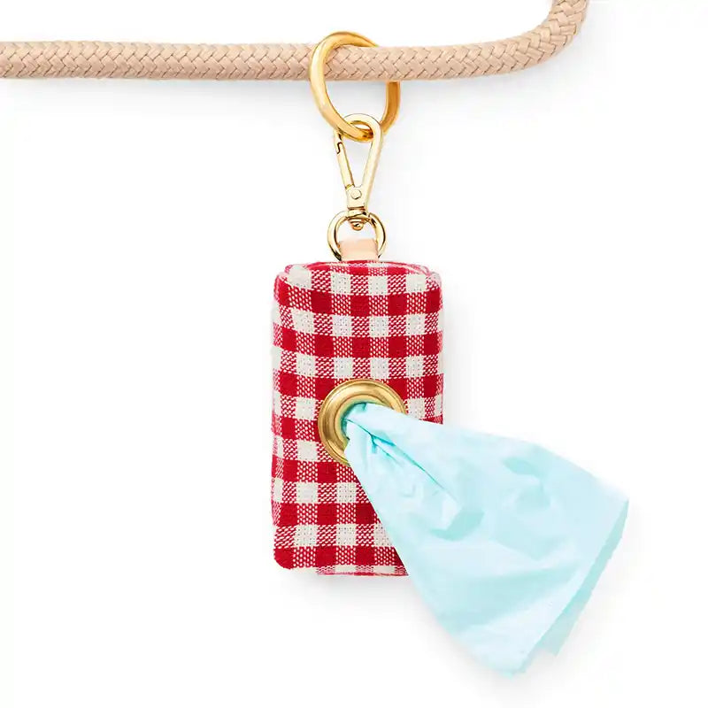 Red Gingham Poop Bag Dispenser