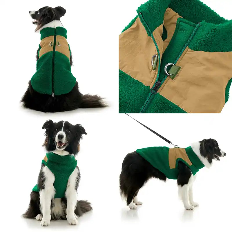 Zip Up Sherpa Harness Color Block Dog Vest